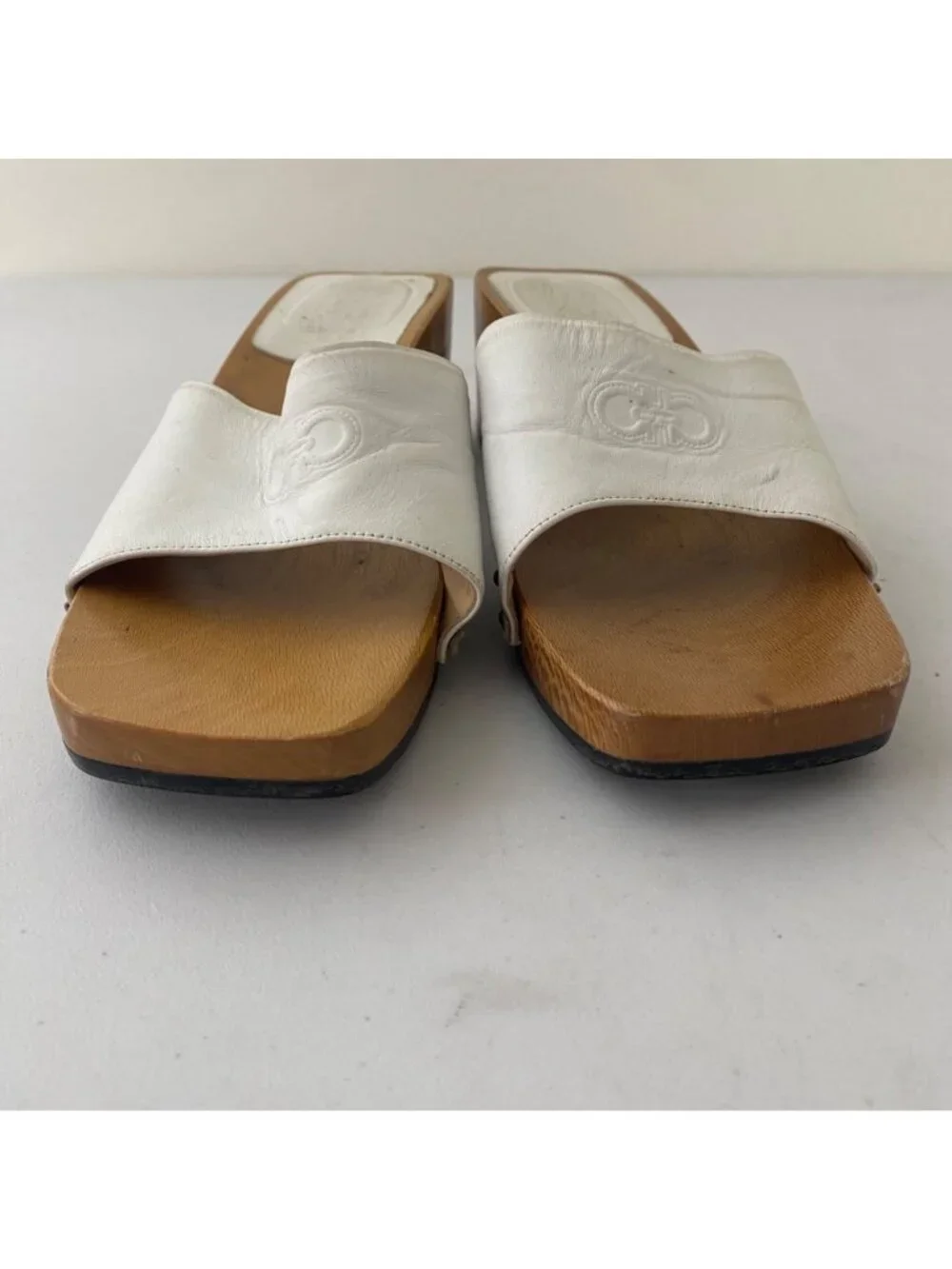 Salvatore Ferragamo Wood Heels Shoes White - Picture 8 of 9